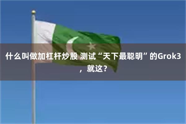 什么叫做加杠杆炒股 测试“天下最聪明”的Grok3，就这？