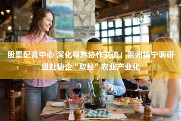 股票配资中心 深化粤黔协作交流！贵州镇宁调研组赴穗企“取经”农业产业化