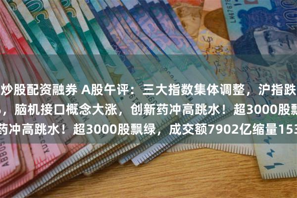 炒股配资融券 A股午评：三大指数集体调整，沪指跌0.19%创指跌0.14%，脑机接口概念大涨，创新药冲高跳水！超3000股飘绿，成交额7902亿缩量153亿