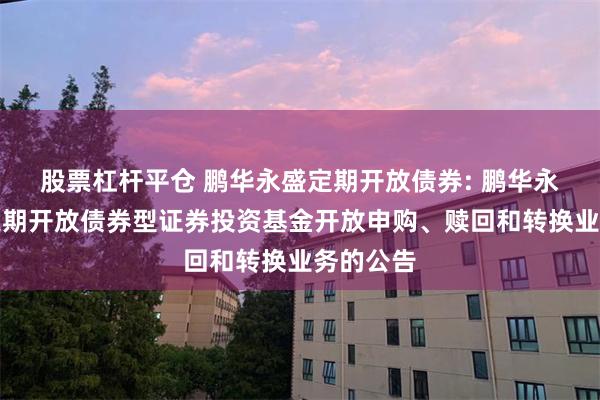 股票杠杆平仓 鹏华永盛定期开放债券: 鹏华永盛一年定期开放债券型证券投资基金开放申购、赎回和转换业务的公告