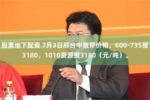 股票地下配资 7月3日邢台中宽带价格，600-735报3180，1010资源报3180（元/吨）。