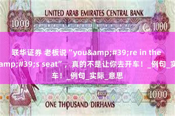 联华证券 老板说“you&#39;re in the driver&#39;s seat”，真的不是让你去开车！_例句_实际_意思