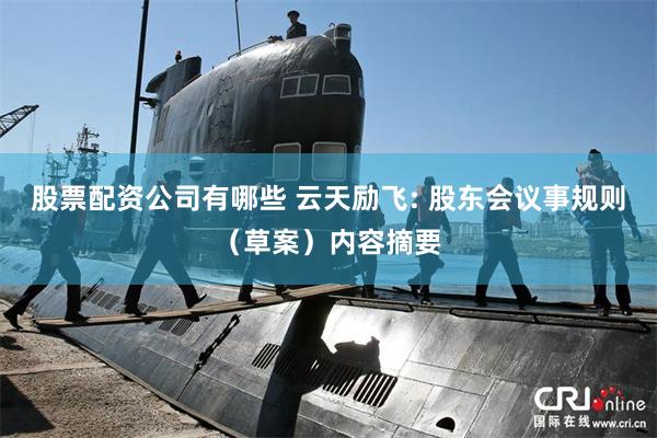 股票配资公司有哪些 云天励飞: 股东会议事规则（草案）内容摘要